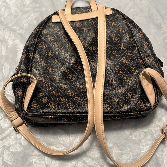GUESS Black and Tan Patterned Backpack - Picture 3 of 5